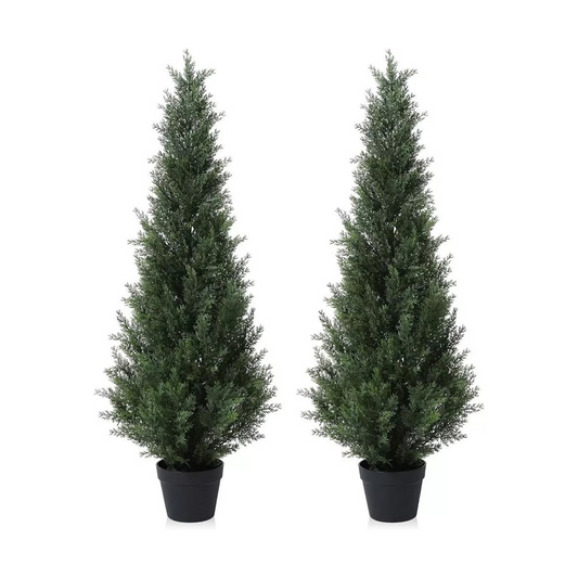 Kazeila Artificial Cedar Topiary Trees for Outdoors Potted Fake Cedar Trees Faux Evergreen Plants for Home Porch Decor