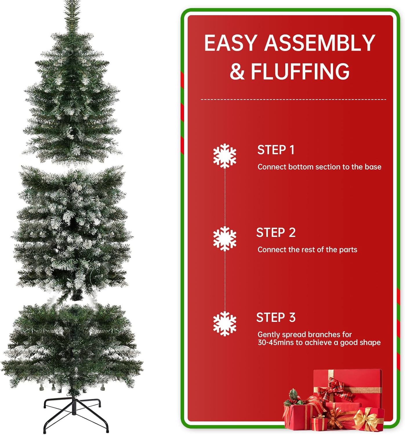 7.5' Pre-lit Virginia Pine Artificial Christmas Tree Dual Color Lights