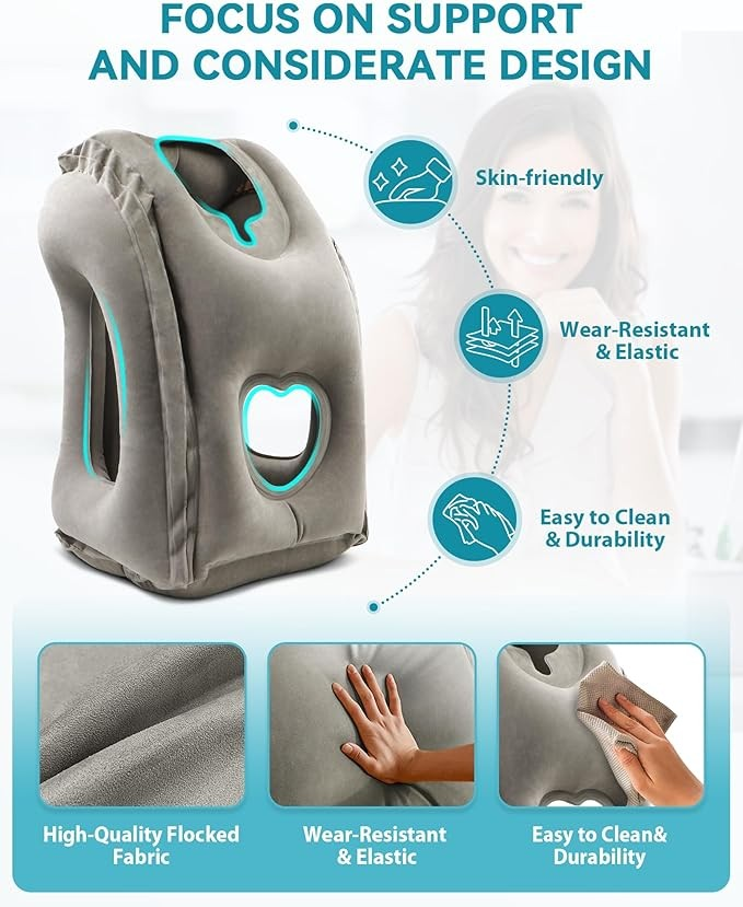 Inflatable Travel Pillow, Airplane Neck Pillow Comfortabl