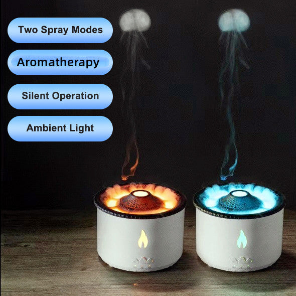 Ultrasonic Essential Oil Humidifier: Creative Volcano Aromatherapy Jellyfish Flame Diffuser